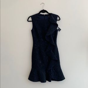 BCBG Max Azria ‘dede’ Navy Jacquard Ruffle Dress